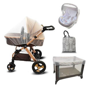 Baby Mosquito Net For Stroller With Storage Bag, Stroller Netting Mosquito With Organizer For Cribs, Infant Car Seat Insect Mesh Net, Easy Installation,Black Pink White (White),705604458843