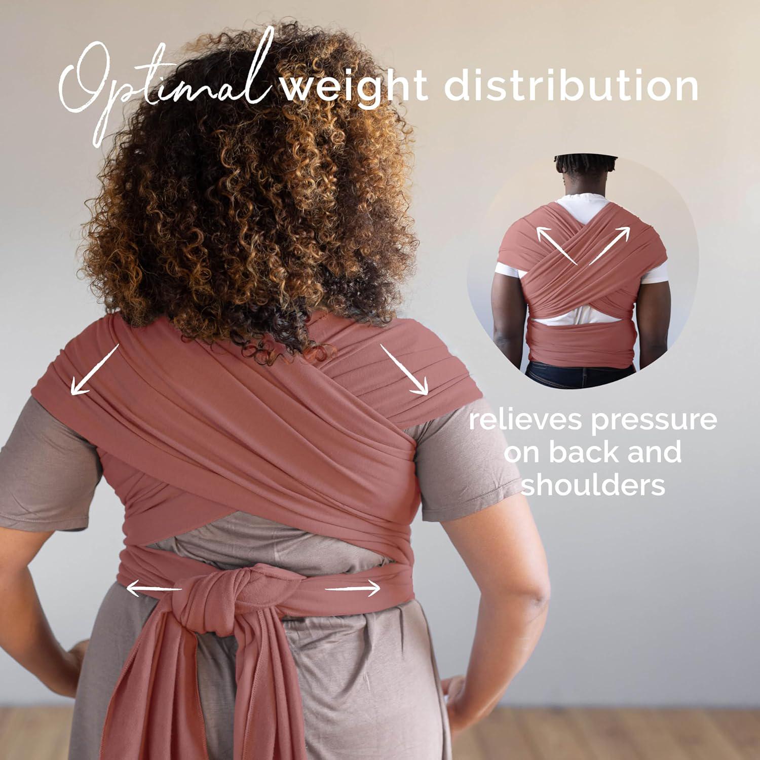 Baby Wrap Carrier Sling For Newborns To Toddlers - Stretchy Hands-Free Baby Carrier 7-35 Lbs (Dusty Pink),