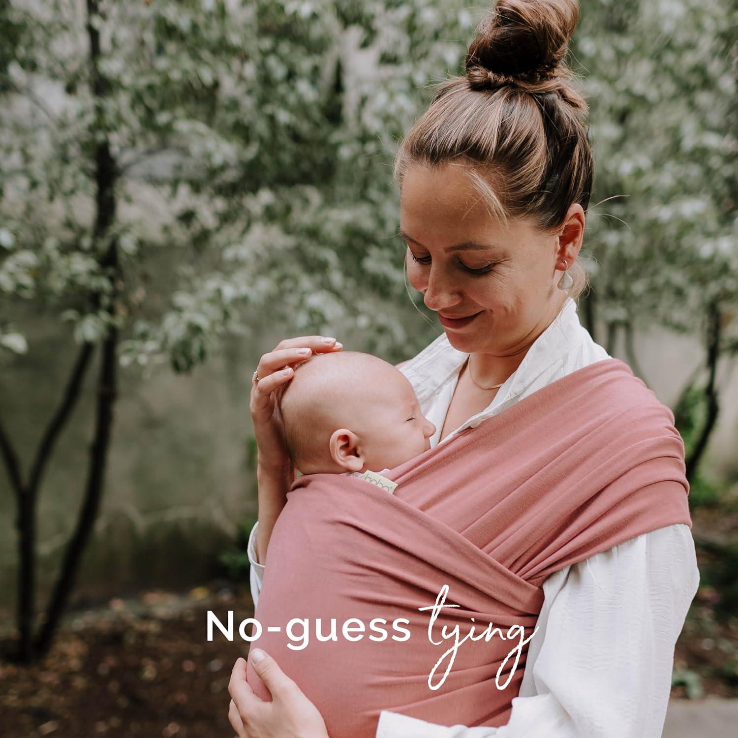 Baby Wrap Carrier Sling For Newborns To Toddlers - Stretchy Hands-Free Baby Carrier 7-35 Lbs (Dusty Pink),