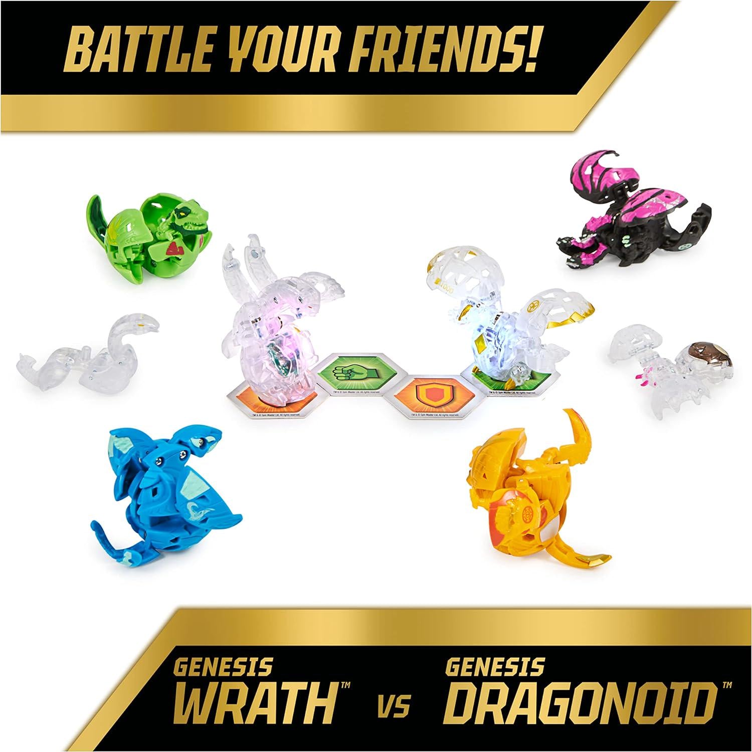 Bakugan Evolutions, Bakugan Genesis Collection Pack, 2 Light Up Bakugan Action Figures, 4 Exclusive Bakugan, 2 Nanogan, 8 Bakugan Cards And 4 BakuCores, Kids Toys For Boys Ages 6 And Up,