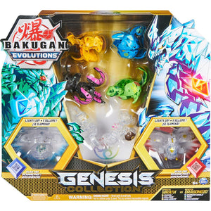 Bakugan Evolutions, Bakugan Genesis Collection Pack, 2 Light Up Bakugan Action Figures, 4 Exclusive Bakugan, 2 Nanogan, 8 Bakugan Cards And 4 BakuCores, Kids Toys For Boys Ages 6 And Up,