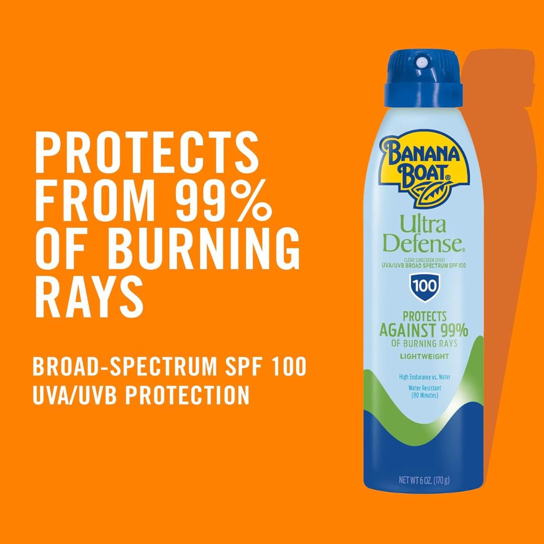 Banana Boat Ultra Defense Lightweight SPF 100 Clear Sunscreen Spray 170g,079656050813