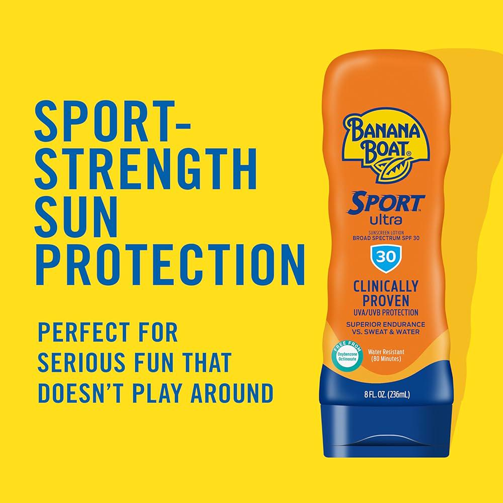 Banana Boat Sport Ultra Sunscreen Lotion SPF 30, Travel Size 3oz Twin Pack, Sweat And Water Resistant Sunblock For Active Lifestyle(Pack Of 2)