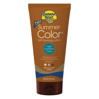 Banana Boat Summer Color Tanning Lotion, 6 oz, Light-Medium Tone, Sunless Self-Tanner for All Skin Types