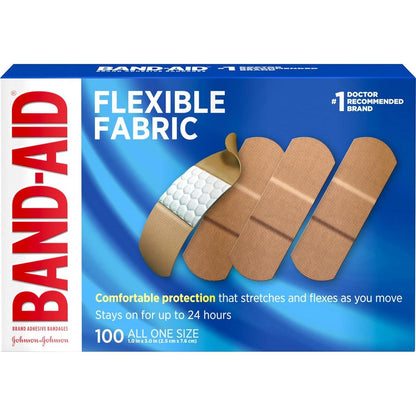 Band-Aid Brand Sterile Flexible Fabric Adhesive Bandages, Comfortable Protection for Minor Cuts & Scrapes, 100 Count, One Size