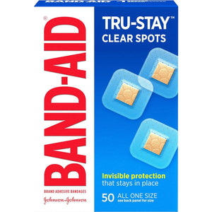 Band-Aid Tru-Stay Clear Spots Bandages, Discreet First Aid, One Size, 50 Count