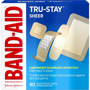 Band-Aid Band-Aid Brand Tru-Stay Sheer Strips Adhesive Bandages For First Aid And Wound Care, Assorted Sizes, 80 Ct