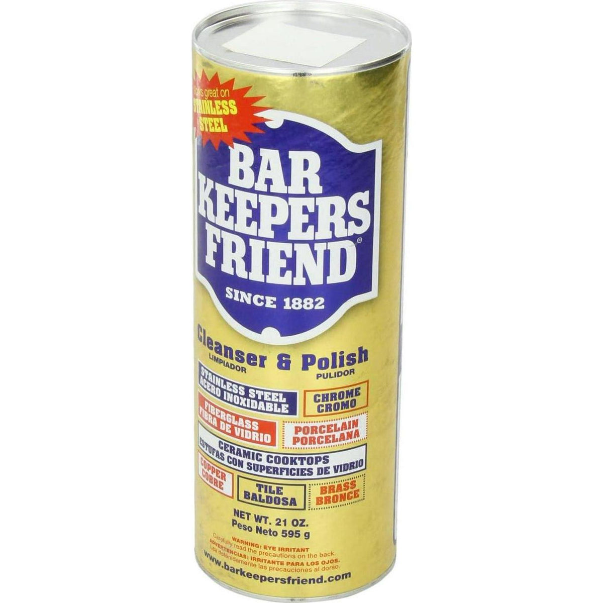 Bar Keepers Friend Powder Cleanser (21 Oz - 4-pack) - Multipurpose Cleaner And Stain Remover - Bathroom, Kitchen And Outdoor Use - For Stainless Steel, Aluminum, Brass, Ceramic, Porcelain, Bronze And More,