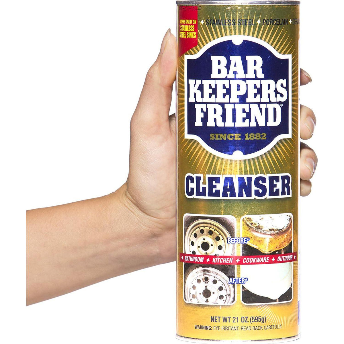 Bar Keepers Friend Powder Cleanser (21 Oz - 4-pack) - Multipurpose Cleaner And Stain Remover - Bathroom, Kitchen And Outdoor Use - For Stainless Steel, Aluminum, Brass, Ceramic, Porcelain, Bronze And More,