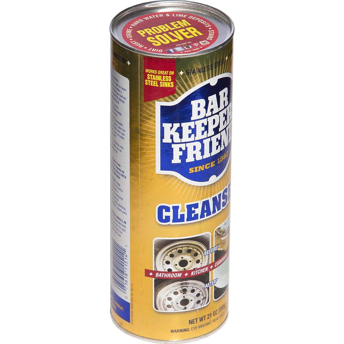 Bar Keepers Friend Powder Cleanser (21 Oz - 4-pack) - Multipurpose Cleaner And Stain Remover - Bathroom, Kitchen And Outdoor Use - For Stainless Steel, Aluminum, Brass, Ceramic, Porcelain, Bronze And More,