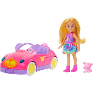 Barbie Chelsea Doll Car Playset Bear Themed Convertible Toy with Accessories and Removable Outfit