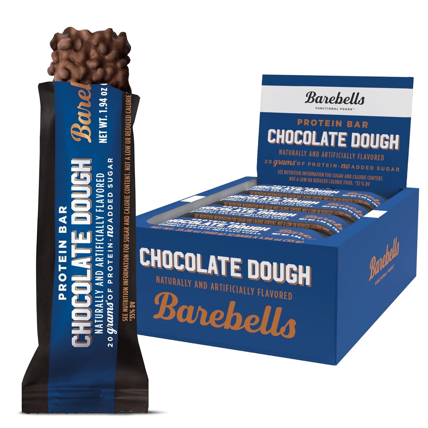 BAREBELLS Barebells Protein Bars Chocolate Dough - 12 Count, 20g High Protein Treats - Chocolate Nutrition Bar With 1g Total Sugars - On-The-Go Breakfast Or Post-Workout Snack