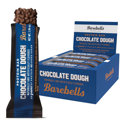 BAREBELLS Barebells Protein Bars Chocolate Dough - 12 Count, 20g High Protein Treats - Chocolate Nutrition Bar With 1g Total Sugars - On-The-Go Breakfast Or Post-Workout Snack