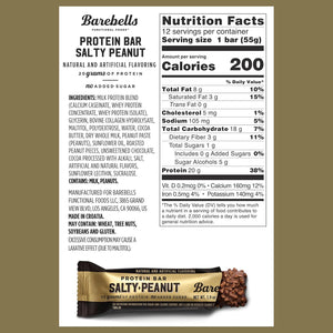 Barebells Protein Bars, Salty Peanut, 12 Count, 20g High Protein, Chocolate Nutrition Bar with 1g Total Sugars, On-the-Go Breakfast or Post-Workout Snack