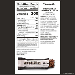 Barebells Protein Bars, Cookies and Cream, 12 Count, 20g Protein, Low Sugar, On-the-Go Breakfast or Post-Workout Snack