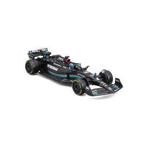 Bburago Mercedes AMG W14 F1 Car, 1 Pc, 1:43 Scale Diecast, 2023 Edition with Driver, Collectible Model Toy
