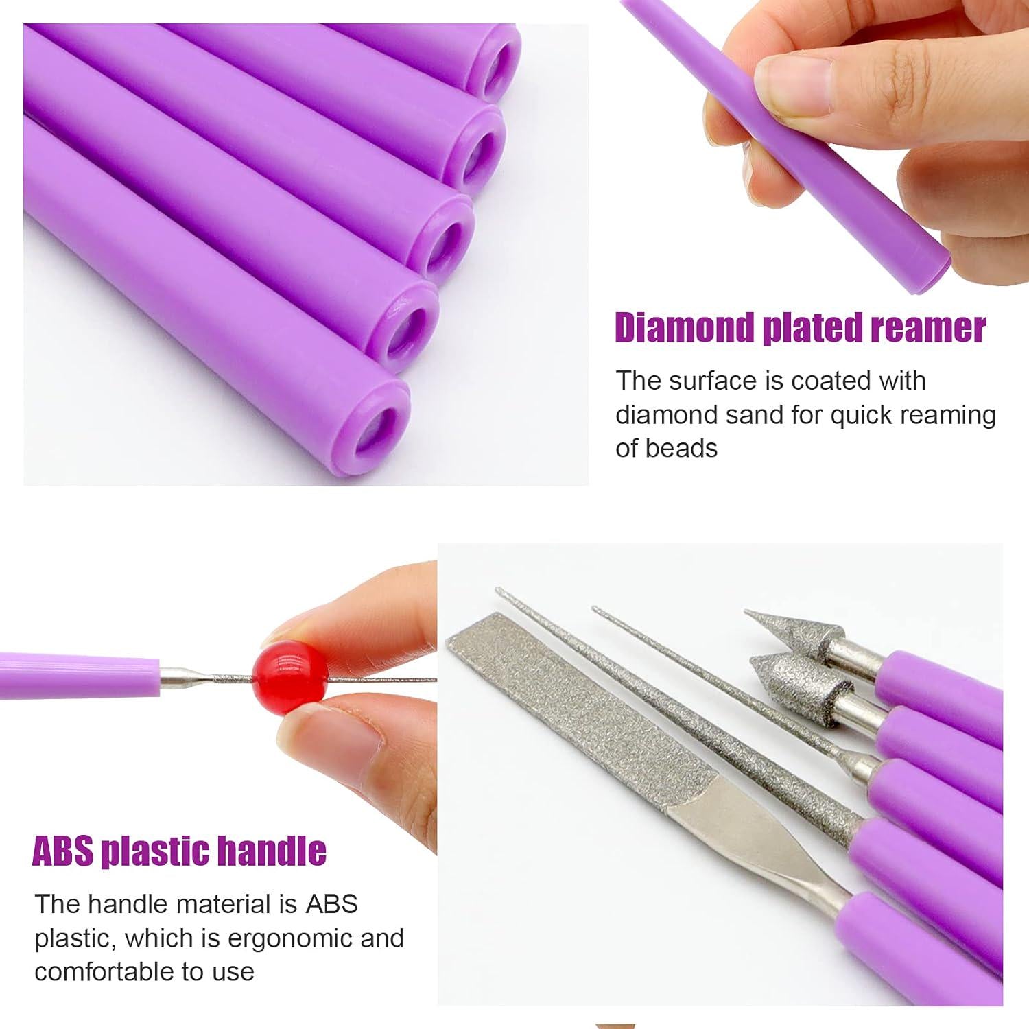 Bead Reamer For Jewelry Making, Bead Spinner Hole Enlarger Tool For Glass Plastic Metal Wood Beads, Remove Burrs, Enlarge Holes, Smooth Edges(5 Pieces),