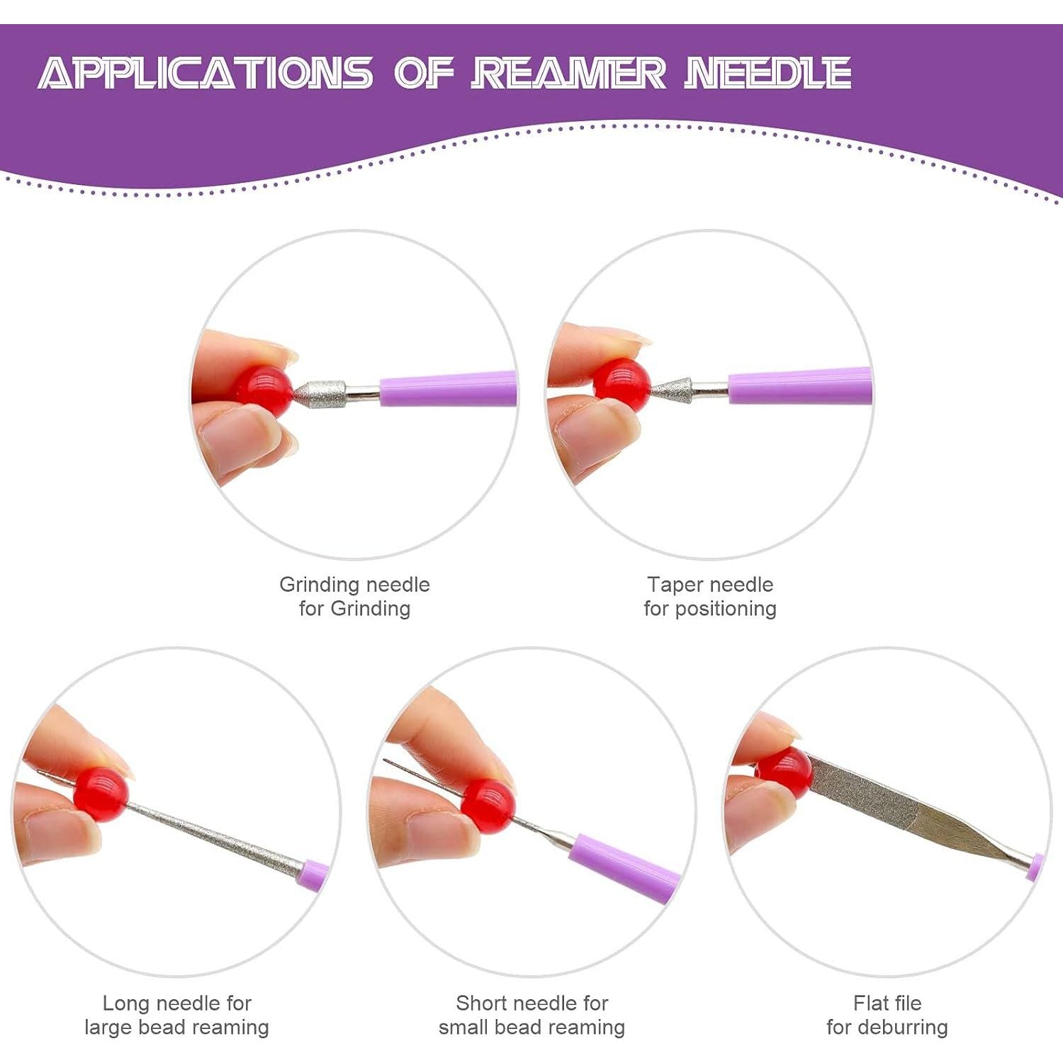 Bead Reamer For Jewelry Making, Bead Spinner Hole Enlarger Tool For Glass Plastic Metal Wood Beads, Remove Burrs, Enlarge Holes, Smooth Edges(5 Pieces),