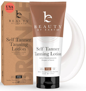Beauty by Earth Beauty By Earth Self Tanner - USA Made With Natural And Organic Ingredients, Moisturizing Self Tanning Lotion With Aloe Vera And Coconut For A Natural Glow, Streak-Free Fake Tan, Medium To Dark