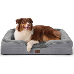 Bedsure Orthopedic Dog Bed Large Size Washable Pet Couch Waterproof Foam with Nonskid Bottom and Grey Removable Cover