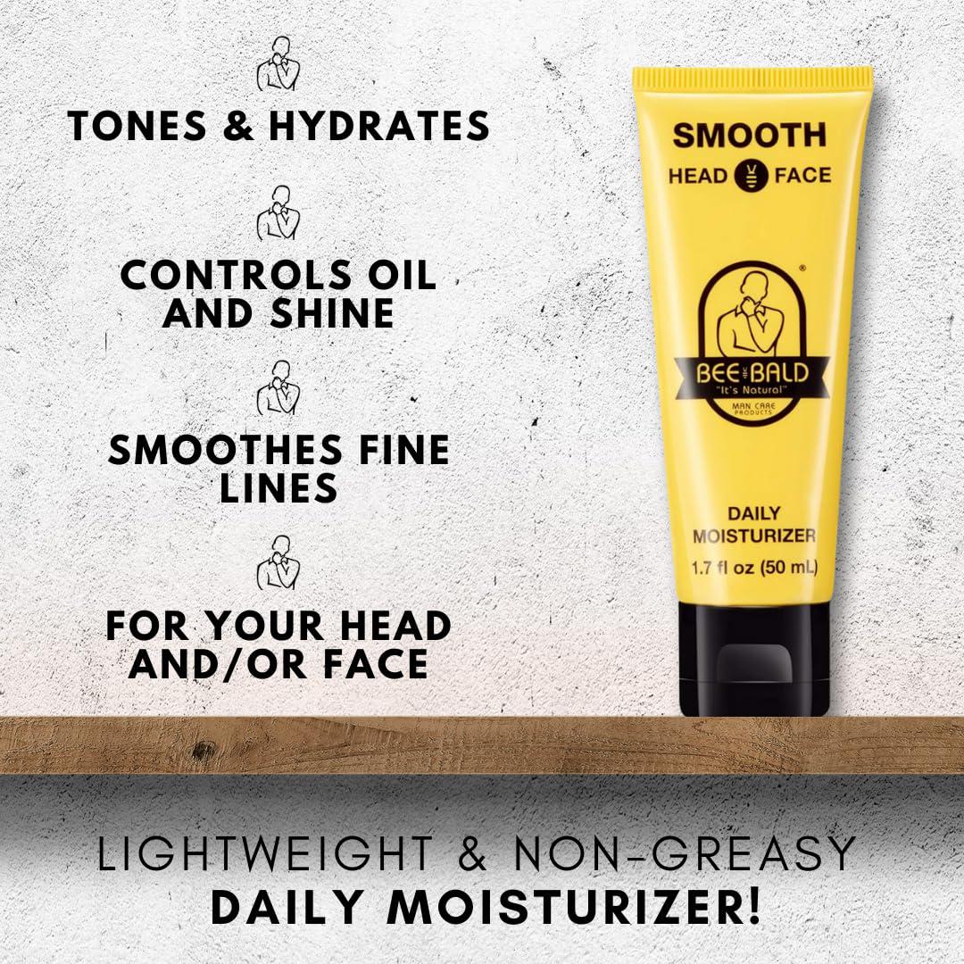 Bee Bald SMOOTH Daily Moisturizer Tones, Hydrates, Moisturizes And Smooths Away Fine Lines, Wrinkles And Dry Patches; Helps Control Oil And Shine To Feel Cool, Fresh And Comfortable, 1.7 Fl Oz,