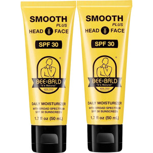 Bee Bald SMOOTH PLUS Head And Face Moisturizer With SPF 30 Sunscreen Lotion Protecting Skin From Harmful UVA/UVB Rays While Hydrating, Moisturizing And Toning, 1.7 Fl Oz (Pack Of 2),