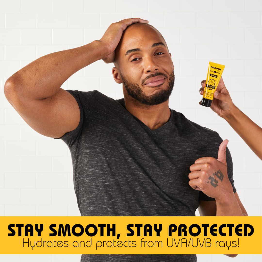 Bee Bald SMOOTH PLUS Daily Moisturizer With SPF 30 Broad Spectrum Sunscreen Tones, Hydrates And Moisturizes While Protecting Skin From Harmful UVA/UVB Rays, 1.7 Fl Oz,