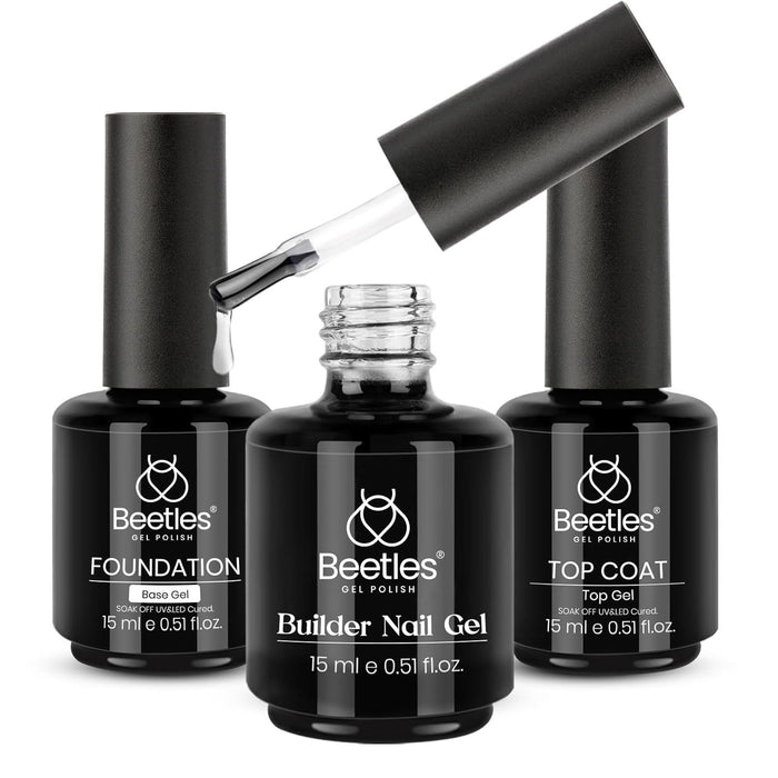 beetles Gel Polish Beetles 3Pcs 15ml Builder Nail Gel With Top And Base Coat Set No Wipe Gel Top Coat Base Gel Builder Extension Gel For Nails Shine Finish And Long Lasting Nail Protection Gift For Women
