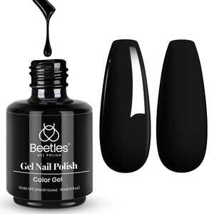 beetles Gel Polish Beetles Black Gel Nail Polish, 1 Pcs 15ml Audrey Black Color Soak Off Gel Polish Nail Art Manicure Salon DIY Uv Lamp Nail Design Decoration At Home Gift For Women