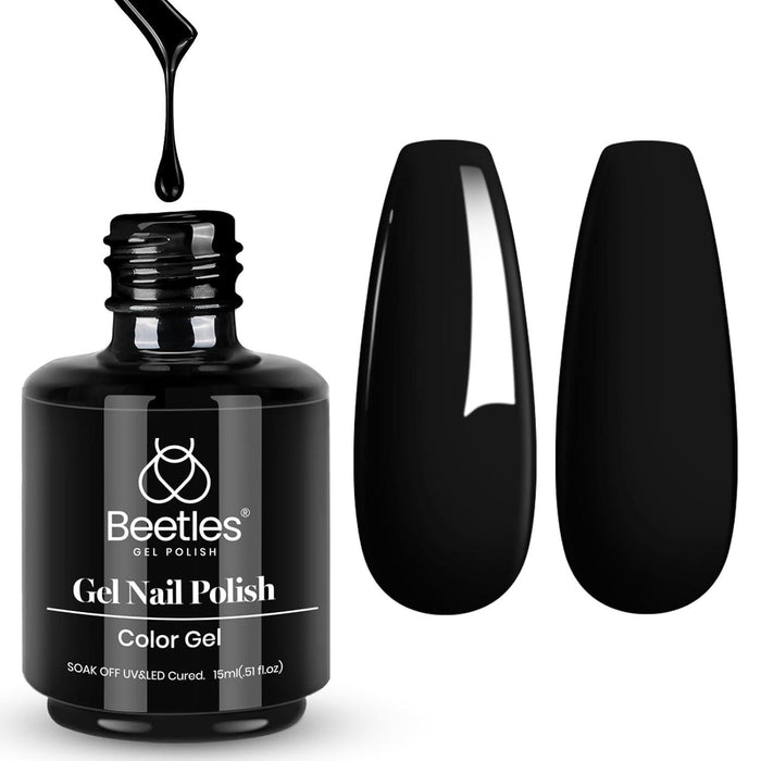 beetles Gel Polish Beetles Black Gel Nail Polish, 1 Pcs 15ml Audrey Black Color Soak Off Gel Polish Nail Art Manicure Salon DIY Uv Lamp Nail Design Decoration At Home Gift For Women