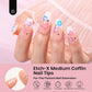 beetles Gel Polish Beetles Gel Nail Tips Medium Coffin Etch X Nail Tips, 12 Sizes 288Pcs Pre Shaped Half Matte Press On Nails Full Cover False Nails For Pastel Spring Nails Acrylic Fake Nails Nail Extensions Kit