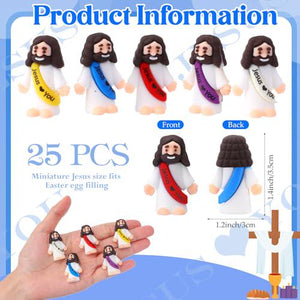 Bememo 25-Pack Little Jesus Rubber Toys, Mini Religious Party Favors, Bright Colors, Hide & Seek Gifts