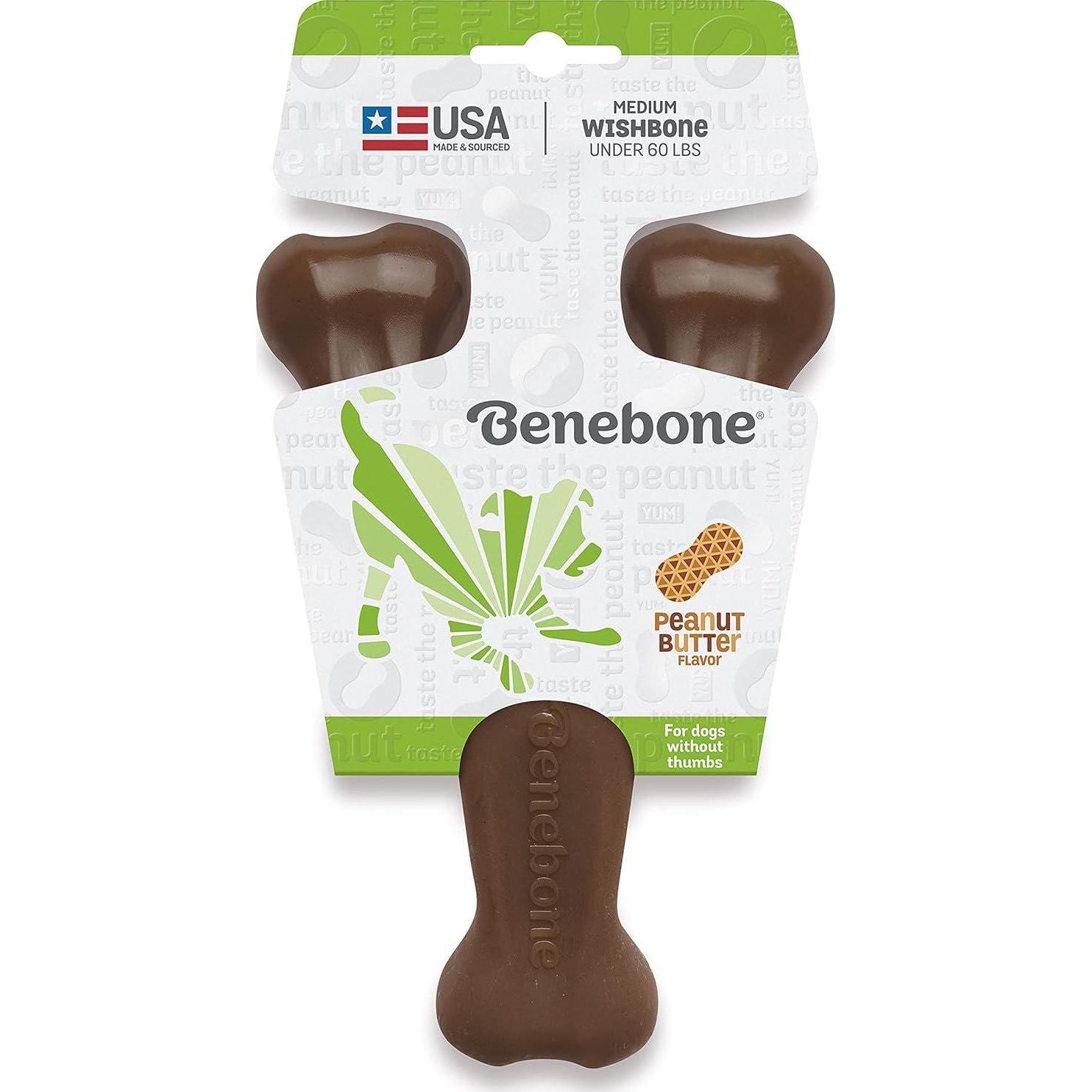 Benebone Indestructible Wishbone Dog Chew Toy For Aggressive Chewers, Long Lasting Tough Boredom Breaker For Dogs, Real Peanut Flavour, For Medium Dogs, Made In The USA.,