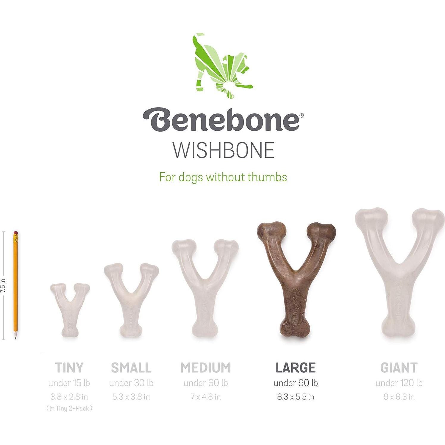Benebone Wishbone Durable Dog Chew Toy For Aggressive Chewers, Real Peanut, Made In USA, Large,