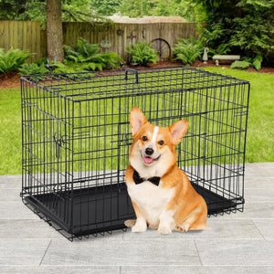 BestPet 30 Inch Folding Metal Dog Crate with Divider and Tray for Small Dogs