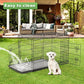 BestPet Folding Metal Dog Crate 42 Inch Double Door with Tray and Divider for Large Dogs Black