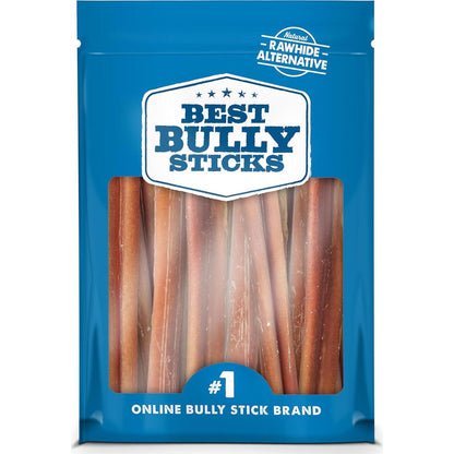 Best Bully Sticks 6" Bully Chews for Dogs, 8 oz Pack, Natural Grass-Fed Beef, Rawhide-Free, Medium Breeds