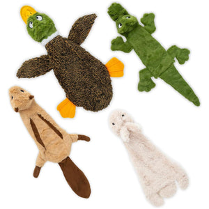Best Pet Supplies 2-in-1 Stuffless Dog Toys, 4 Small Squeaky Figures, Durable Soft Indoor Play Chew Toys