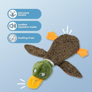 Best Pet Supplies Stuffless Squeaky Dog Toy, Small Wild Duck, 2-in-1 Soft Durable Plush Toy, No Stuffing