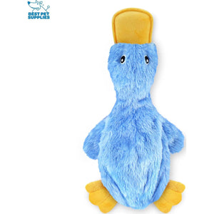 Best Pet Supplies Crinkle Dog Toy No Stuffing Squeaky Plush Duck Blue Fun Indoor Chew Toy for Small Medium Large Breeds and Puppies
