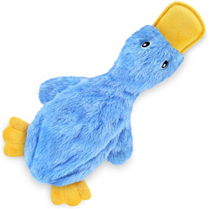 Best Pet Supplies Crinkle Dog Toy No Stuffing Squeaky Plush Duck Blue Fun Indoor Chew Toy for Small Medium Large Breeds and Puppies