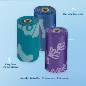 Best Pet Supplies Leak Proof Dog Waste Bags 150 Count Puppy Cleanup Thick Assorted Color Rolls