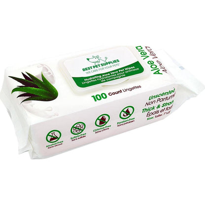 Best Pet Supplies Dog Wipes with Aloe Vera Cleansing and Deodorizing Wipes for Paws Coats and Ears