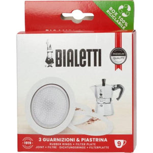 Bialetti BIA640310 Pack Of 3 Gaskets + 1 Plate, Tz.9, Stainless Steel,