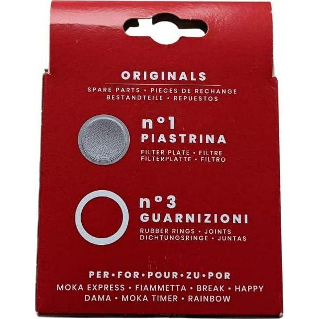 Bialetti Spare Parts, Includes 3 Gaskets And 1 Plate, Compatible With Moka Express, Fiammetta, Break, Happy, Dama, Moka Timer And Rainbow (6 Cups),