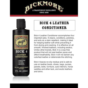 Bick 4 Leather Conditioner And Leather Cleaner 8 Oz - Will Not Darken Leather - Safe For All Colors Of Leather Apparel, Furniture, Jackets, Shoes, Auto Interiors, Bags And All Other Leather Accessories,