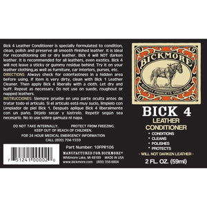 Bick 4 Leather Conditioner And Leather Cleaner 2 Oz - Will Not Darken Leather - Safe For All Colors Of Leather Apparel, Furniture, Jackets, Shoes, Auto Interiors, Bags And All Other Leather Accessories,