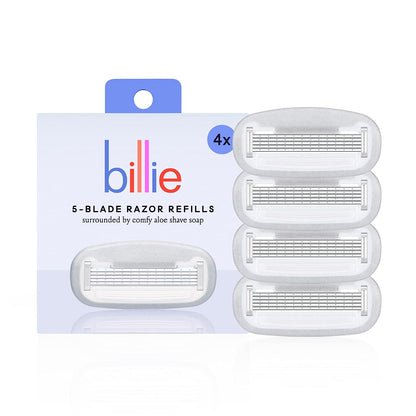 Billie Billie Women S Razor Blade Refills - Premium Quality 5-Blade Cartridges - Nickel-Free - Dermatologist-Approved - For A Smooth Shave - Pairs With The Billie Women S Razor - 4 Count