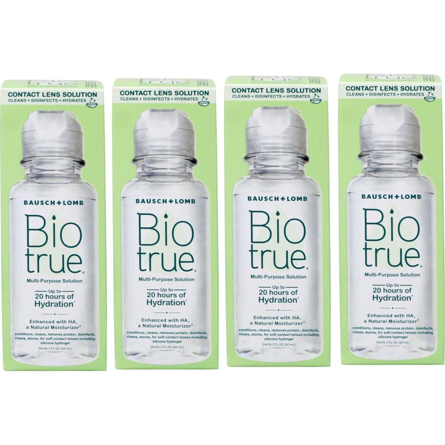 Biotrue Contact Lens Solution, Multi-Purpose Solution for Soft Contact Lenses, 2 Fl Oz, Pack of 4
