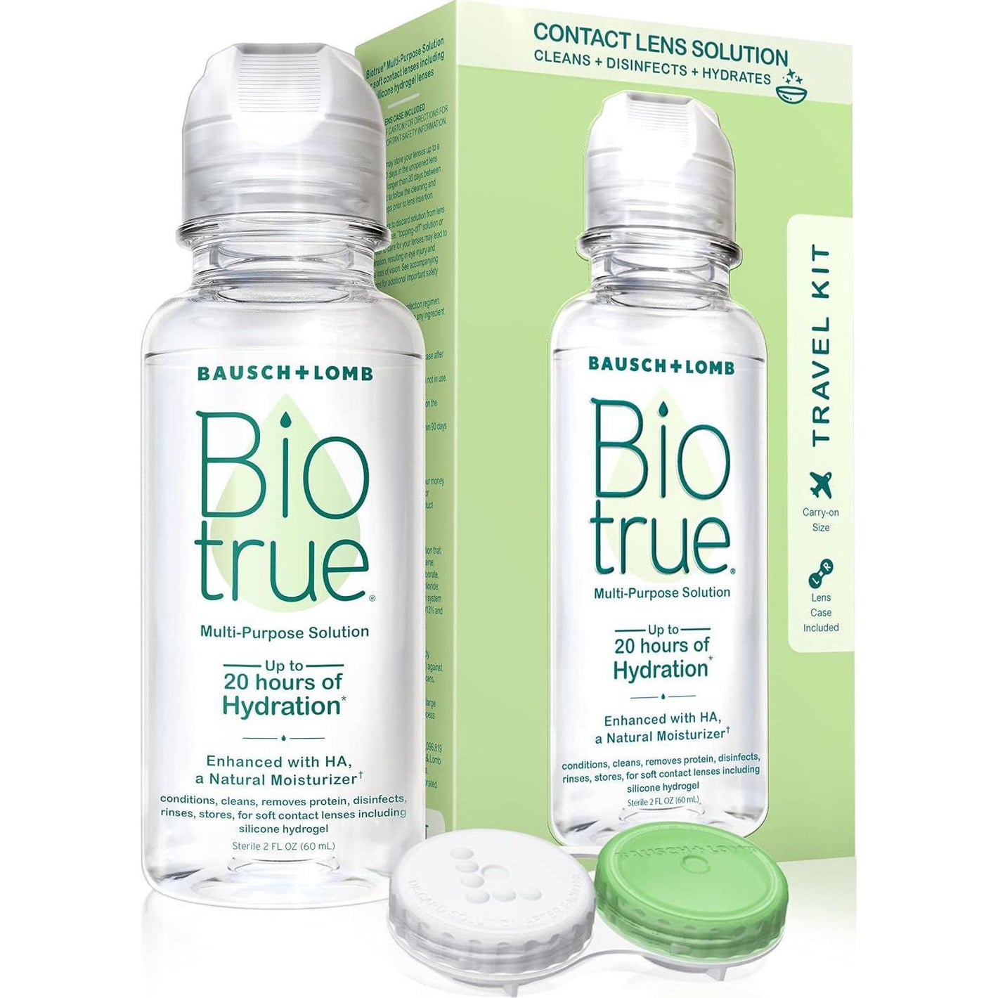 Biotrue Contact Lens Solution, Multi-Purpose Solution for Soft Contact Lenses, Lens Case Included, 2 fl oz